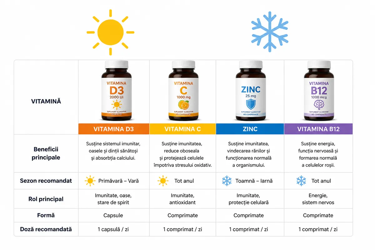 comparatie suplimente vitamine vara iarna
