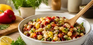 Salata de fasole care ține loc de prânz și aduce echilibru în farfurie