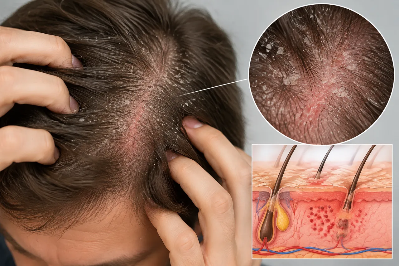 dermatita seboreică pe scalp cu mătreață și roșeață