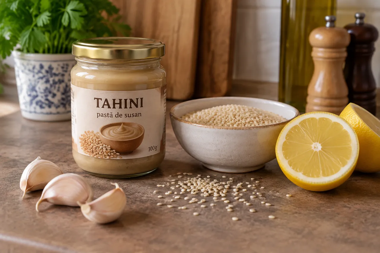 tahini din susan pentru dressing sănătos cu lămâie și usturoi